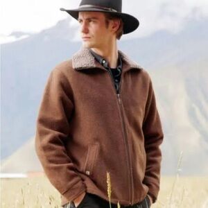 Men's Brown Jacket with Shearling Collar